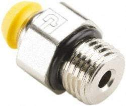 Parker - 10mm Outside Diam, 1/2-14 BSPP, Nickel Plated Brass Push-to-Connect Tube Male Connector - 300 Max psi, Tube to Male BSPP Connection, Nitrile O-Ring - Apex Tool & Supply