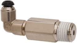 Parker - 4mm Outside Diam, 1/4-19 BSPT, Nickel Plated Brass Push-to-Connect Tube Male Elbow Long - 300 Max psi, Tube to Male Connection - Apex Tool & Supply