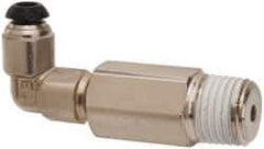 Parker - 4mm Outside Diam, 1/4-19 BSPT, Nickel Plated Brass Push-to-Connect Tube Male Elbow Long - 300 Max psi, Tube to Male Connection - Apex Tool & Supply
