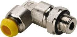 Parker - 14mm Outside Diam, 1/2-14 BSPP, Nickel Plated Brass Push-to-Connect Tube Male Elbow - 300 Max psi, Tube to Male BSPP Connection - Apex Tool & Supply