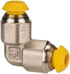Parker - 4mm Outside Diam, Nickel Plated Brass Push-to-Connect Tube Union Elbow - 300 Max psi, Tube to Tube Connection - Apex Tool & Supply