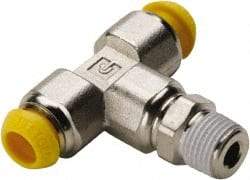 Parker - 4mm Outside Diam, 1/8-28 BSPT, Nickel Plated Brass Push-to-Connect Tube Male Branch Tee - 300 Max psi, Tube to Male Connection - Apex Tool & Supply
