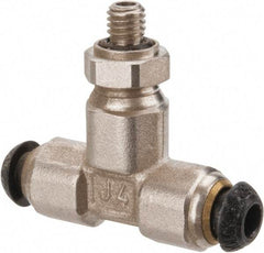 Parker - 4mm Outside Diam, M5x0.8 Metric, Nickel Plated Brass Push-to-Connect Tube Male Branch Tee - 300 Max psi, Tube to Metric Thread Connection - Apex Tool & Supply