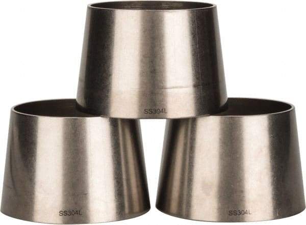VNE - 3 x 2-1/2", Unpolished Style, Sanitary Stainless Steel Pipe Concentric Reducer - Butt Weld x Butt Weld Connection, Grade 304 - Apex Tool & Supply