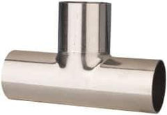 VNE - 2", Unpolished Style, Sanitary Stainless Steel Pipe Tee - Butt Weld x Butt Weld x Butt Weld Connection, Grade 316L - Apex Tool & Supply
