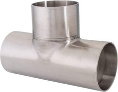 VNE - 2-1/2", Unpolished Style, Sanitary Stainless Steel Pipe Tee - Butt Weld x Butt Weld x Butt Weld Connection, Grade 316L - Apex Tool & Supply