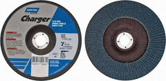 Norton - 40 Grit, 7" Disc Diam, 7/8" Center Hole, Type 29 Zirconia Alumina Flap Disc - 8,600 Max RPM, Fiberglass Backing, Arbor Attaching System, Coated - Apex Tool & Supply