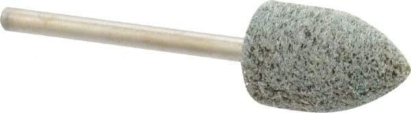 Grier Abrasives - 1/2" Head Diam x 3/4" Thickness, B42, Pointed End, Aluminum Oxide Mounted Point - Green-Gray, Fine Grade, 33,750 RPM - Apex Tool & Supply