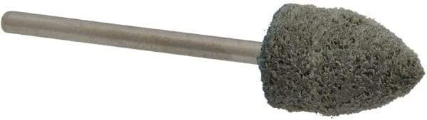 Grier Abrasives - 1/2" Head Diam x 3/4" Thickness, B42, Pointed End, Aluminum Oxide Mounted Point - Green-Gray, Medium Grade, 33,750 RPM - Apex Tool & Supply