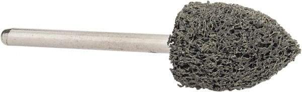 Grier Abrasives - 1/2" Head Diam x 3/4" Thickness, B42, Pointed End, Silicon Carbide Mounted Point - Green-Gray, Fine Grade, 33,750 RPM - Apex Tool & Supply