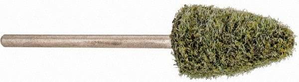 Grier Abrasives - 3/8" Head Diam x 3/4" Thickness, B52, Pointed End, Aluminum Oxide Mounted Point - Green-Gray, Coarse Grade, 23,000 RPM - Apex Tool & Supply