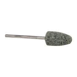 Grier Abrasives - 3/8" Head Diam x 3/4" Thickness, B52, Pointed End, Silicon Carbide Mounted Point - Green-Gray, Fine Grade, 23,000 RPM - Apex Tool & Supply