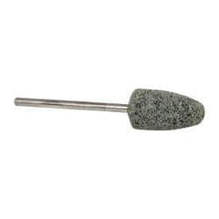 Grier Abrasives - 3/8" Head Diam x 3/4" Thickness, B52, Pointed End, Silicon Carbide Mounted Point - Green-Gray, Fine Grade, 23,000 RPM - Apex Tool & Supply