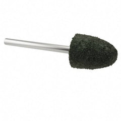 Grier Abrasives - 3/8" Head Diam x 3/4" Thickness, B52, Pointed End, Aluminum Oxide Mounted Point - Green-Gray, Coarse Grade, 45,370 RPM - Apex Tool & Supply