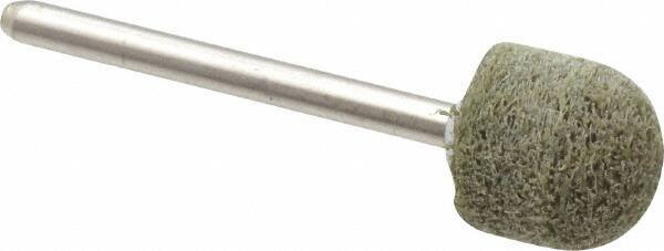 Grier Abrasives - 1/2" Head Diam x 1/2" Thickness, B90, Ball Nose End, Aluminum Oxide Mounted Point - Green-Gray, Fine Grade, 34,500 RPM - Apex Tool & Supply