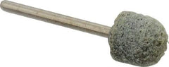 Grier Abrasives - 1/2" Head Diam x 1/2" Thickness, B90, Ball Nose End, Aluminum Oxide Mounted Point - Green-Gray, Coarse Grade, 34,500 RPM - Apex Tool & Supply