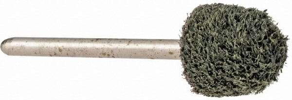 Grier Abrasives - 1/2" Head Diam x 1/2" Thickness, B90, Ball Nose End, Silicon Carbide Mounted Point - Green-Gray, Fine Grade, 34,500 RPM - Apex Tool & Supply