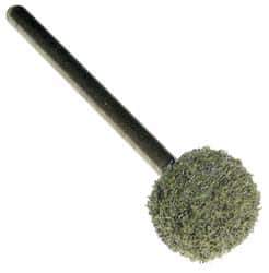 Grier Abrasives - 1/2" Head Diam x 1/2" Thickness, B121, Ball End, Aluminum Oxide Mounted Point - Green-Gray, Fine Grade, 25,000 RPM - Apex Tool & Supply