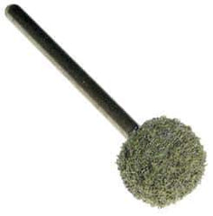 Grier Abrasives - 1/2" Head Diam x 1/2" Thickness, B121, Ball End, Aluminum Oxide Mounted Point - Green-Gray, Fine Grade, 45,370 RPM - Apex Tool & Supply