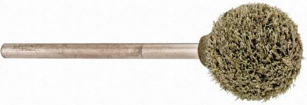 Grier Abrasives - 1/2" Head Diam x 1/2" Thickness, B121, Ball End, Aluminum Oxide Mounted Point - Green-Gray, Medium Grade, 25,000 RPM - Apex Tool & Supply