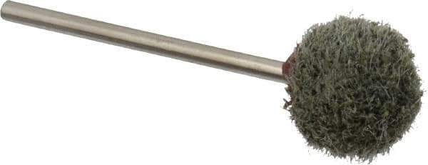 Grier Abrasives - 1/2" Head Diam x 1/2" Thickness, B121, Ball End, Silicon Carbide Mounted Point - Green-Gray, Fine Grade, 25,000 RPM - Apex Tool & Supply