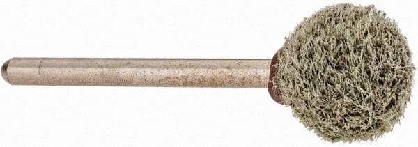 Grier Abrasives - 1/2" Head Diam x 1/2" Thickness, B121, Ball End, Aluminum Oxide Mounted Point - Green-Gray, Medium Grade, 45,370 RPM - Apex Tool & Supply