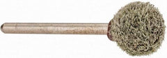 Grier Abrasives - 1/2" Head Diam x 1/2" Thickness, B121, Ball End, Aluminum Oxide Mounted Point - Green-Gray, Medium Grade, 45,370 RPM - Apex Tool & Supply