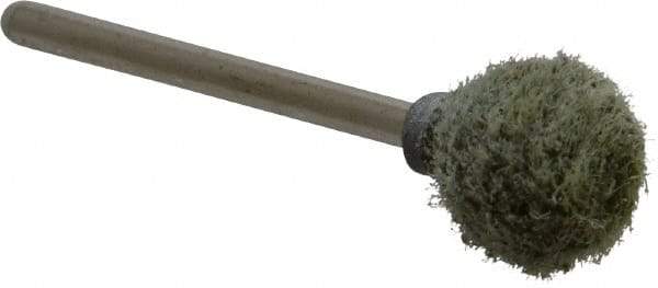 Grier Abrasives - 1/2" Head Diam x 1/2" Thickness, B121, Ball End, Aluminum Oxide Mounted Point - Green-Gray, Coarse Grade, 45,370 RPM - Apex Tool & Supply