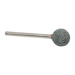 Grier Abrasives - 1/2" Head Diam x 1/2" Thickness, B121, Ball End, Silicon Carbide Mounted Point - Green-Gray, Fine Grade, 45,370 RPM - Apex Tool & Supply