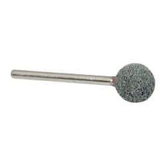 Grier Abrasives - 1/2" Head Diam x 1/2" Thickness, B121, Ball End, Silicon Carbide Mounted Point - Green-Gray, Fine Grade, 45,370 RPM - Apex Tool & Supply