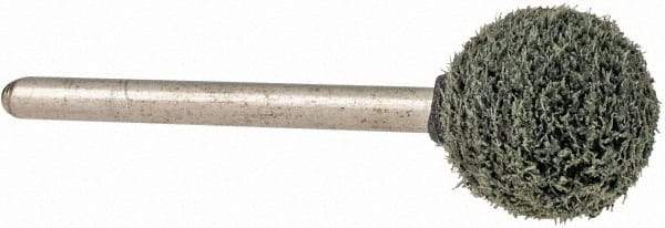 Grier Abrasives - 1/2" Head Diam x 1/2" Thickness, B121, Ball End, Silicon Carbide Mounted Point - Green-Gray, Fine Grade, 45,370 RPM - Apex Tool & Supply
