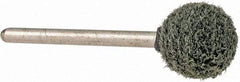Grier Abrasives - 1/2" Head Diam x 1/2" Thickness, B121, Ball End, Silicon Carbide Mounted Point - Green-Gray, Fine Grade, 45,370 RPM - Apex Tool & Supply