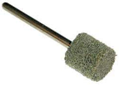 Grier Abrasives - 1/2" Head Diam x 1/2" Thickness, W185, Cylinder End, Aluminum Oxide Mounted Point - Green-Gray, Fine Grade, 34,500 RPM - Apex Tool & Supply