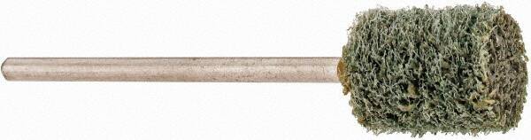 Grier Abrasives - 3/8" Head Diam x 1/2" Thickness, W176, Cylinder End, Aluminum Oxide Mounted Point - Green-Gray, Fine Grade, 33,750 RPM - Apex Tool & Supply
