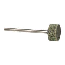 Grier Abrasives - 1/2" Head Diam x 1/4" Thickness, W183, Cylinder End, Aluminum Oxide Mounted Point - Green-Gray, Coarse Grade, 40,000 RPM - Apex Tool & Supply