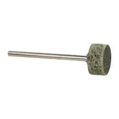Grier Abrasives - 1/2" Head Diam x 1/4" Thickness, W183, Cylinder End, Aluminum Oxide Mounted Point - Green-Gray, Coarse Grade, 40,000 RPM - Apex Tool & Supply