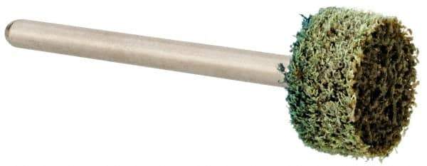 Grier Abrasives - 1/2" Head Diam x 1/4" Thickness, W183, Cylinder End, Aluminum Oxide Mounted Point - Green-Gray, Medium Grade, 51,750 RPM - Apex Tool & Supply