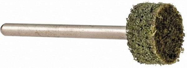 Grier Abrasives - 1/2" Head Diam x 1/4" Thickness, W183, Cylinder End, Aluminum Oxide Mounted Point - Green-Gray, Coarse Grade, 51,750 RPM - Apex Tool & Supply
