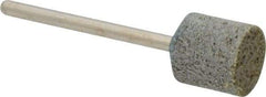 Grier Abrasives - 1/2" Head Diam x 1/2" Thickness, W185, Cylinder End, Aluminum Oxide Mounted Point - Green-Gray, Medium Grade, 34,500 RPM - Apex Tool & Supply