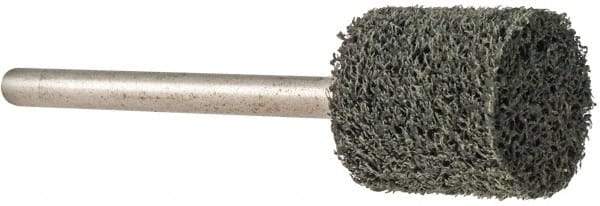 Grier Abrasives - 1/2" Head Diam x 1/2" Thickness, W185, Cylinder End, Silicon Carbide Mounted Point - Green-Gray, Fine Grade, 34,500 RPM - Apex Tool & Supply