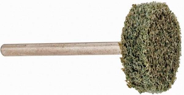 Grier Abrasives - 3/4" Head Diam x 1/4" Thickness, W201, Cylinder End, Aluminum Oxide Mounted Point - Green-Gray, Fine Grade, 38,250 RPM - Apex Tool & Supply