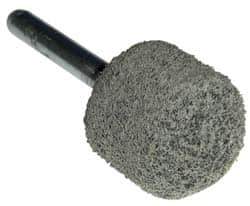 Grier Abrasives - 1" Head Diam x 1" Thickness, A21, Ball Nose End, Aluminum Oxide Mounted Point - Green-Gray, Fine Grade, 34,500 RPM - Apex Tool & Supply