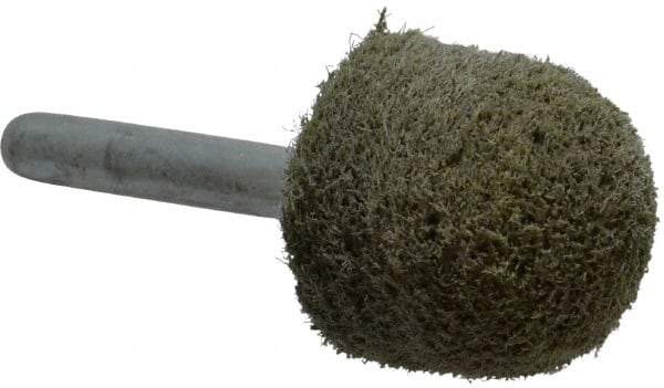 Grier Abrasives - 1" Head Diam x 1" Thickness, A21, Ball Nose End, Aluminum Oxide Mounted Point - Green-Gray, Fine Grade, 34,500 RPM - Apex Tool & Supply