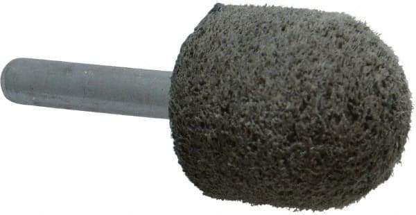 Grier Abrasives - 1" Head Diam x 1" Thickness, A21, Ball Nose End, Aluminum Oxide Mounted Point - Green-Gray, Medium Grade, 34,500 RPM - Apex Tool & Supply
