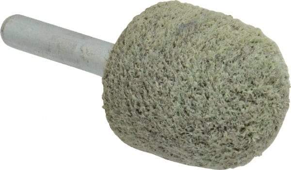 Grier Abrasives - 1" Head Diam x 1" Thickness, A21, Ball Nose End, Aluminum Oxide Mounted Point - Green-Gray, Coarse Grade, 34,500 RPM - Apex Tool & Supply
