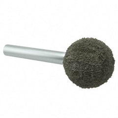 Grier Abrasives - 1" Head Diam x 1" Thickness, A25, Ball End, Aluminum Oxide Mounted Point - Green-Gray, Fine Grade, 35,620 RPM - Apex Tool & Supply