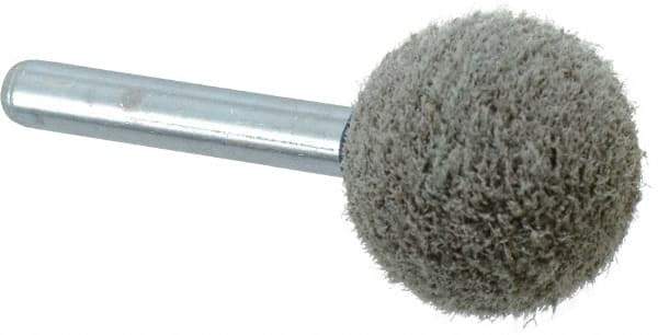 Grier Abrasives - 1" Head Diam x 1" Thickness, A25, Ball End, Aluminum Oxide Mounted Point - Green-Gray, Medium Grade, 35,620 RPM - Apex Tool & Supply