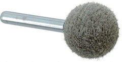 Grier Abrasives - 1" Head Diam x 1" Thickness, A25, Ball End, Aluminum Oxide Mounted Point - Green-Gray, Medium Grade, 35,620 RPM - Apex Tool & Supply