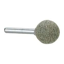 Grier Abrasives - 1" Head Diam x 1" Thickness, A25, Ball End, Aluminum Oxide Mounted Point - Green-Gray, Coarse Grade, 35,620 RPM - Apex Tool & Supply