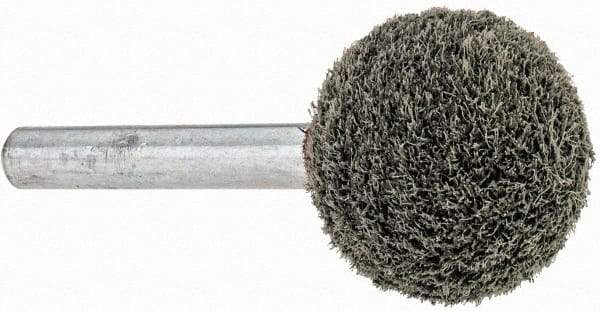 Grier Abrasives - 1" Head Diam x 1" Thickness, A25, Ball End, Silicon Carbide Mounted Point - Green-Gray, Fine Grade, 35,620 RPM - Apex Tool & Supply
